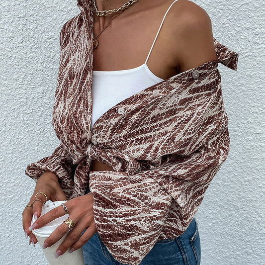 Blusa Mujer Otoño con Lazo Mangas Largas