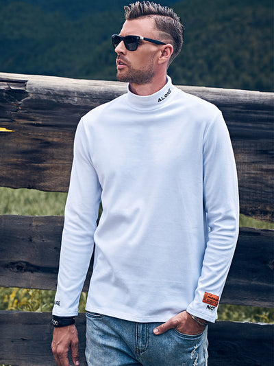 Camiseta Térmica Manga Larga con Cuello Alto en Terciopelo para Hombre - Image 9