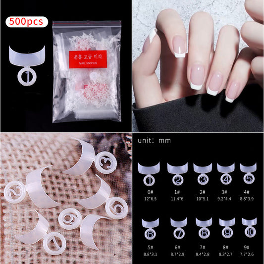 500 Uñas Postizas Borde Creciente Color Ciruela - Image 2