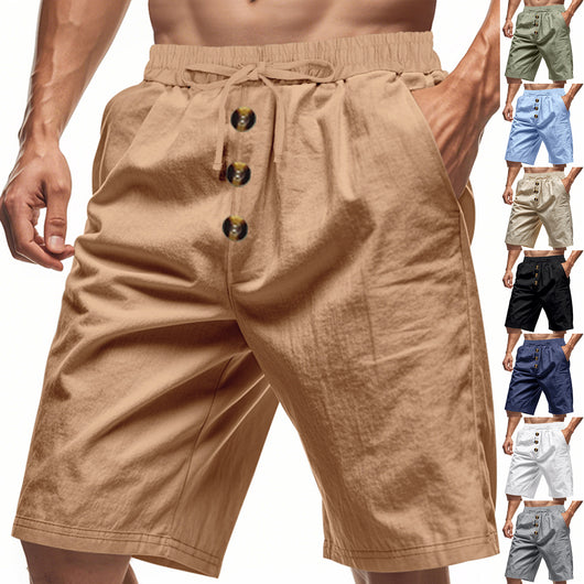 Shorts de Lino Sueltos para Hombre - Estilo Playa Casual Lavado - Image 41