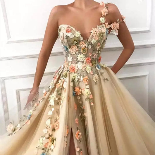 Vestido de Fiesta Champagne Dos Piezas para Mujer