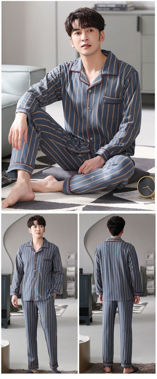 Pijama Hombre Algodón Ligero - Conjunto Cómodo para Casa Otoño Invierno - Image 30
