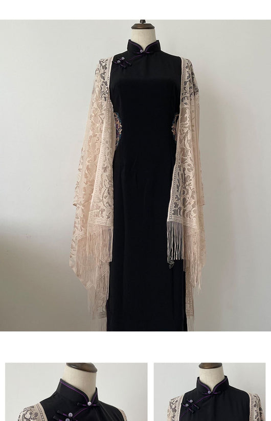 Chal Ligero de Encaje con Flecos para Mujer - Perfecto para Verano - Image 19