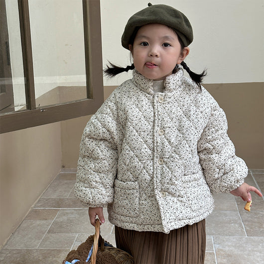 Abrigo Infantil Acolchado Floral con Forro Polar Grueso - Image 5