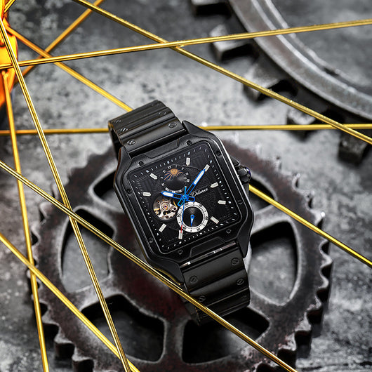 Reloj Mecánico Automático Cuadrado Impermeable con Diseño Calado para Hombre - Image 2