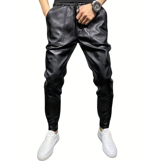 Pantalones de Cuero para Motocicleta Impermeables Ajustados Negro - Image 5