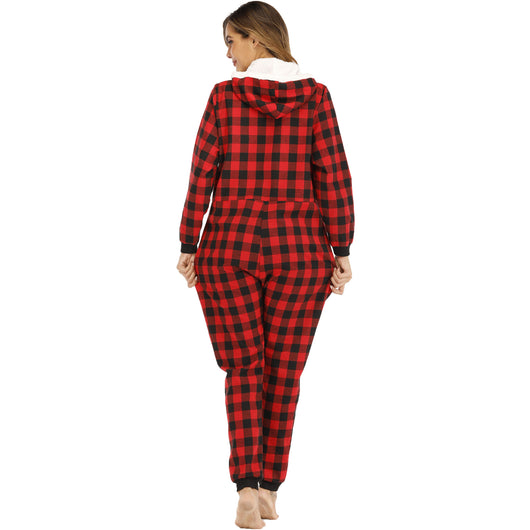 Jumpsuit de Algodón a Cuadros con Capucha para Mujer - Image 21