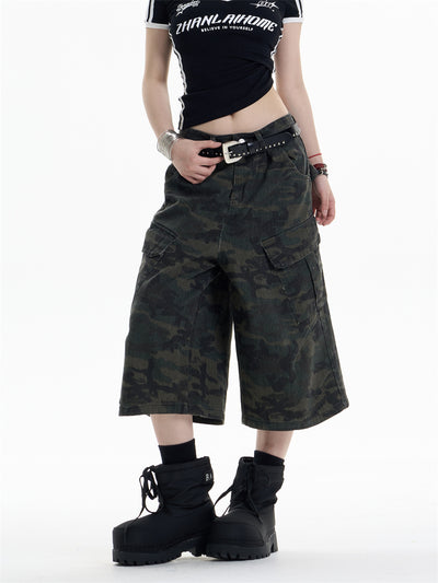 Pantalones Cargo Anchos Estilo Camuflaje Retro para Mujer - Image 14