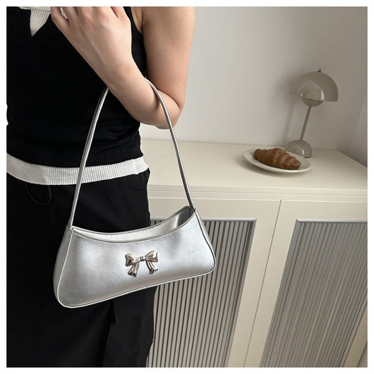 Bolsa de Hombro Minimalista Texturizada con Detalle de Moño Elegante - Image 28