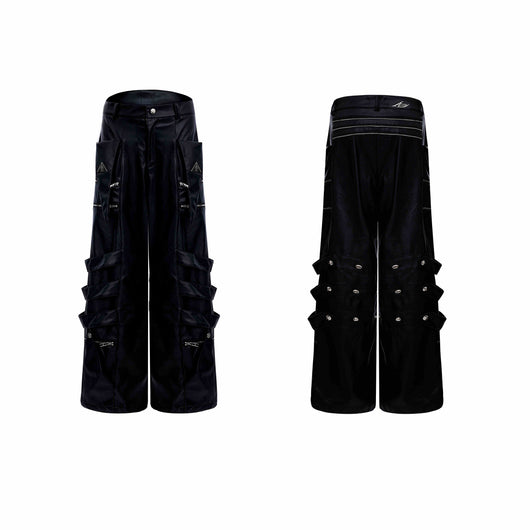 Pantalones Baggy Rectos con Diseño Metálico para Hombre - Image 11
