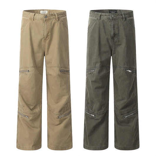 Pantalones Cargo Hombre Bolsillos Amplios Corte Recto con Cierre - Image 7