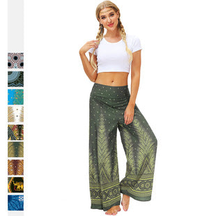 Pantalones Yoga Sueltos con Estampado Étnico y Cintas en Tobillos para Mujer - Image 12