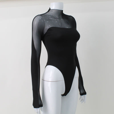 Blusa Jumpsuit de Manga Larga con Detalles en Malla - Image 6