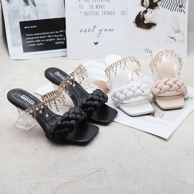 Sandalias Tejidas de Tacón Alto con Tira Ancha - Image 4