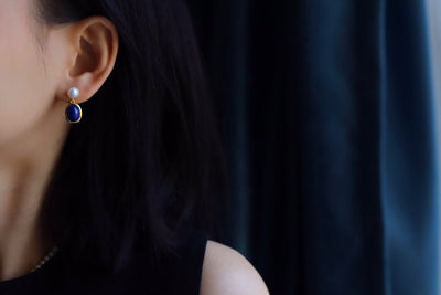 Aretes de Lapislázuli Natural con Perla - Image 11
