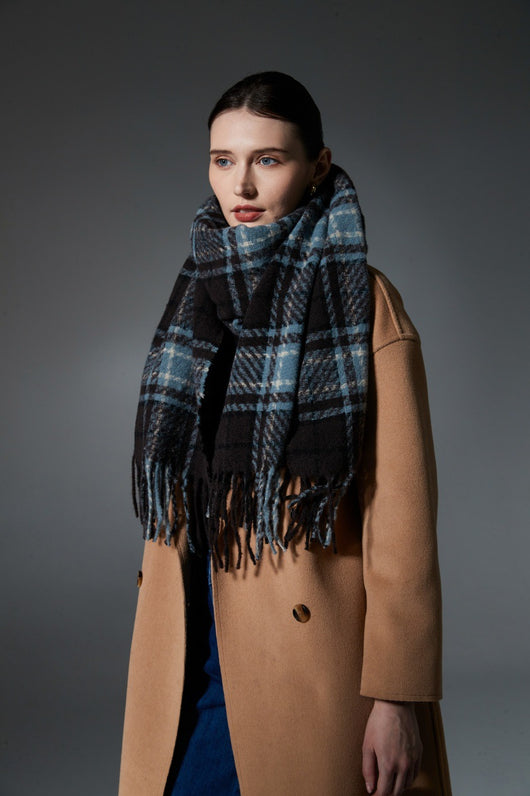 Bufanda Escocesa Azul Otoño Invierno - Estilo Europeo y Americano - Image 12