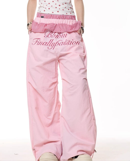 Pantalones Anchos a Cuadros con Costuras Decorativas - Secado Rápido para Mujer - Image 3