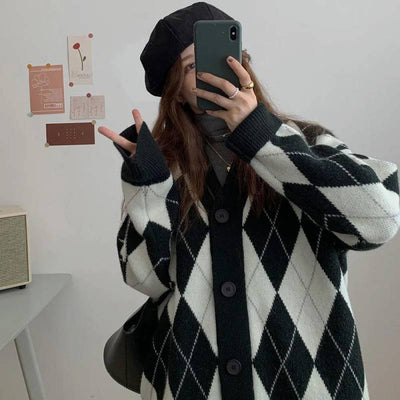 Cardigan Tejido Suelto Estilo Coreano para Estudiantes - Comodidad Casual - Image 3