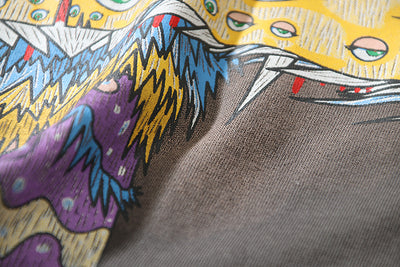 Pantalón Suelto Hip-hop con Estampado Artístico de Hongos y Ojos - Image 9
