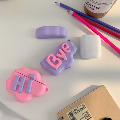 Funda AirPods 2 de Silicona Suave - Diseño 3D Cloud Letter HI BYE - Image 14