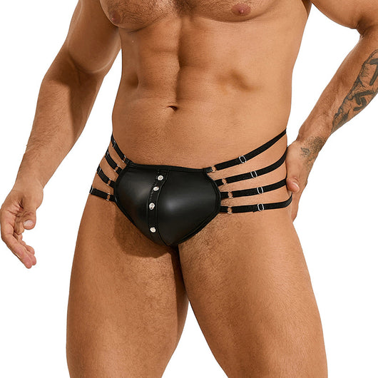 Bóxer Masculino de Cuero Sintético con Remaches y Tira Trasera Baja - Image 2
