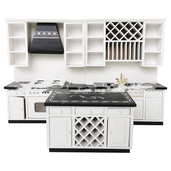 Juego de Muebles de Cocina Minimalista - 3 Piezas en Blanco y Negro