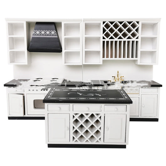 Juego de Muebles de Cocina Minimalista - 3 Piezas en Blanco y Negro