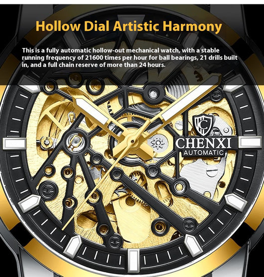 Reloj Mecánico Automático con Esfera Transparente Resistente al Agua - Image 12