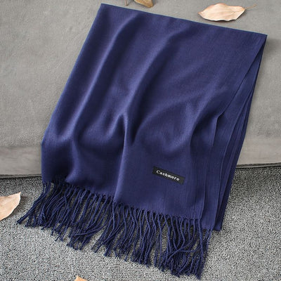 Pashmina Elegante de Color Liso con Borlas - Image 54