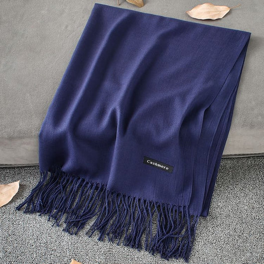 Pashmina Elegante de Color Liso con Borlas - Image 54