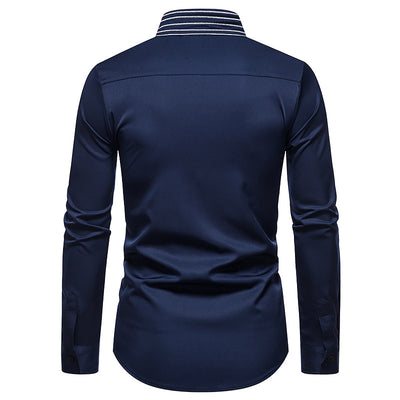 Camisa de Cuello Mao con Alas Bordadas para Hombre - Estilo Moderno - Image 4