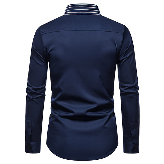 Camisa de Cuello Mao con Alas Bordadas para Hombre - Estilo Moderno - Image 4