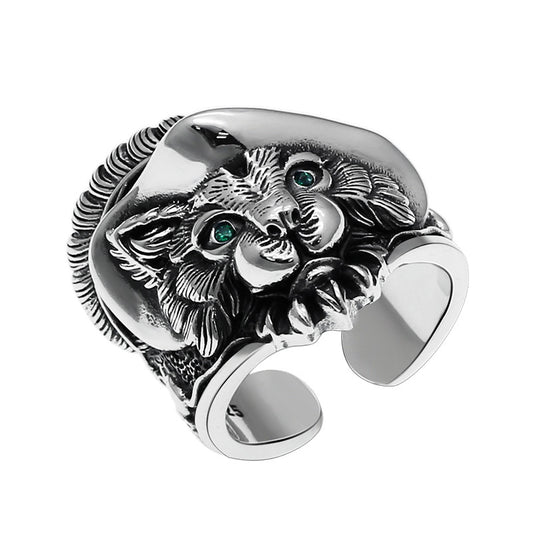 Anillo de Plata Esterlina Gato Macho