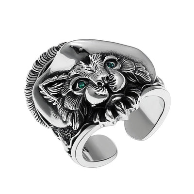 Anillo de Plata Esterlina Gato Macho