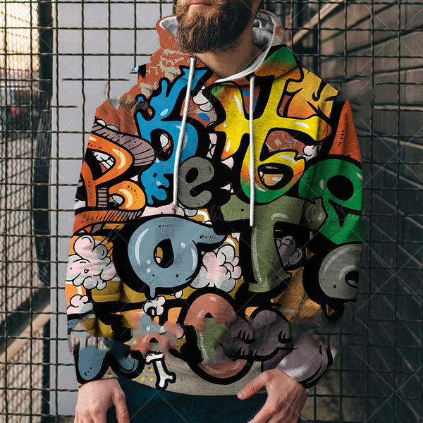 Sudadera con Capucha Estilo Retro Hombre Impresión 3D Digital Suelta