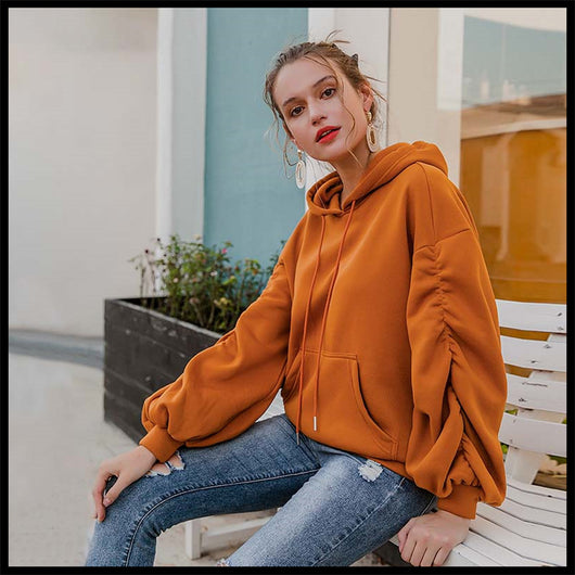Suéter Holgado con Capucha Estilo Hong Kong en Naranja Calabaza - Image 2