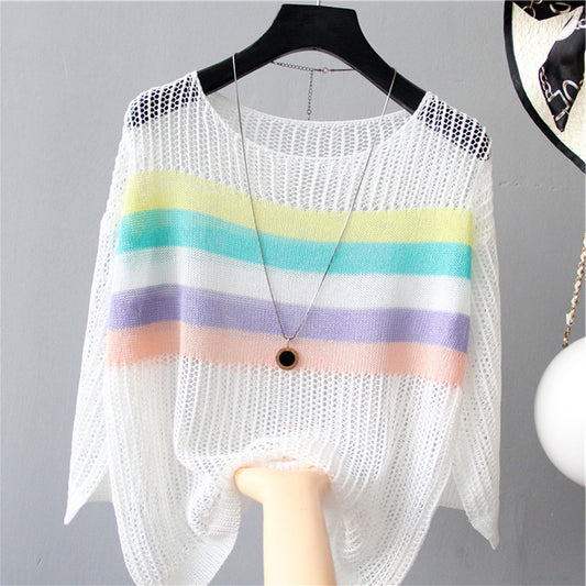 Blusa Suelta de Manga Ancha en Colores Pastel