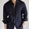Men's Casual Business Solid Color Yarn-Dyed Cotton Linen Blend Shirt