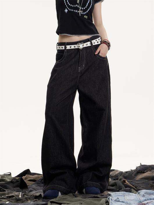 Jeans Retro Americano Desgastado Mujer Corte Recto Holgado - Image 10