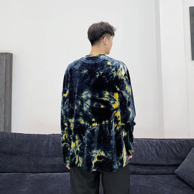 Playera Manga Larga Tie-dye Dorado en Terciopelo para Hombre - Image 6