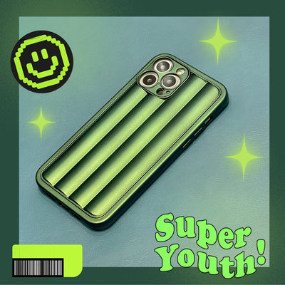Funda de Silicona Verde Fluorescente con Rayas para Celular - Image 4