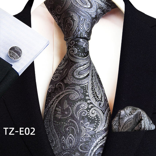 Set de 3 Piezas: Corbata Paisley, Pañuelo de Bolsillo y Gemelos - Image 7