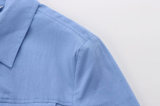 Vestido Camisero Europeo con Cinturón y Detalles de Costura - Image 22
