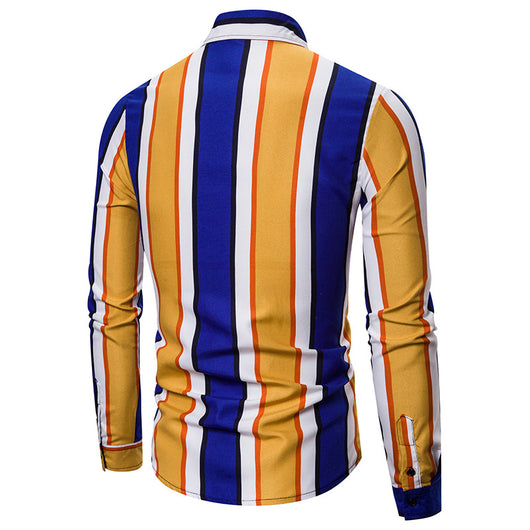 Camisa de Playa Entallada a Rayas con Mangas Largas - Estilo Británico - Image 7