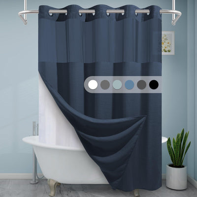 Cortina de Baño Doble Capa con Hebilla Grande - Diseño Liso y Moderno - Image 40