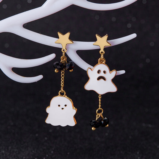 Aretes Asimétricos Halloween Telaraña, Murciélago y Fantasma - Estilo Gótico