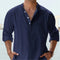 Camisa Casual Suelta de Algodón Manga Larga Color Sólido para Hombre