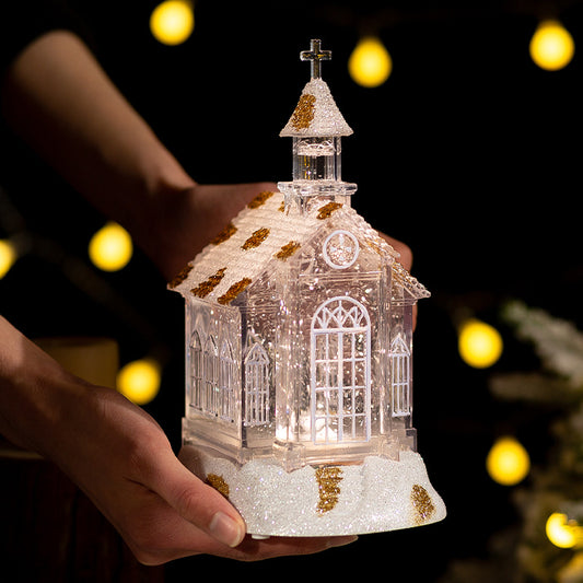 Caja de Música Navideña con Casa de Cristal y Ornamento Decorativo