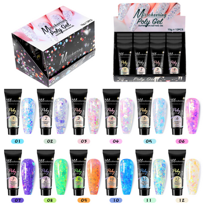 Set de 12 Colores Extensores de Uñas con Lentejuelas - Image 38