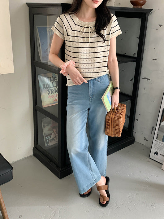 Blusa Mujer Escote Cuadrado con Encaje Calado y Cordones - Image 13